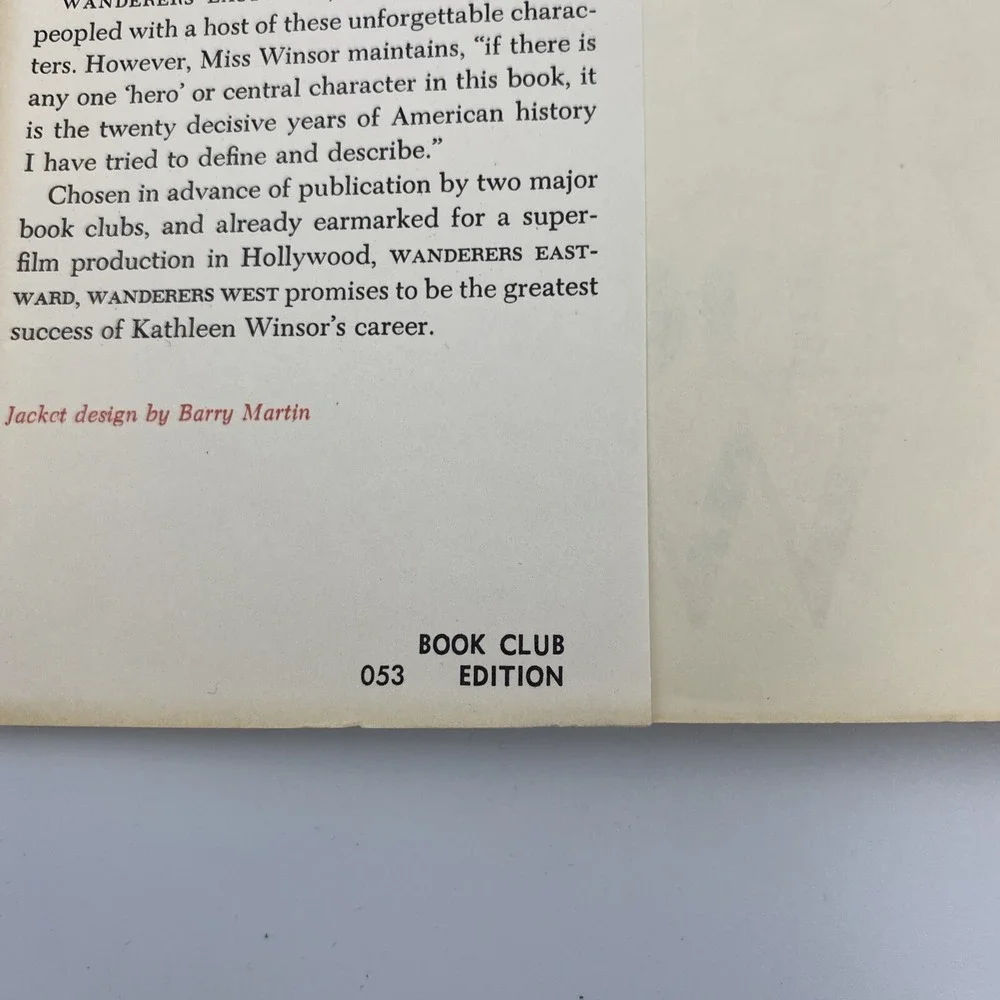 Wanderers Eastward, Wanderers West by Kathleen Winsor‎ First Ed HC DJ 1965